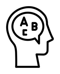 Aufkleber - head chat letter icon. Simple line, outline elements of brain process icons for ui and ux, website or mobile application