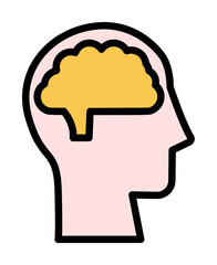 Aufkleber - head brain icon. Simple color with outline elements of brain process icons for ui and ux, website or mobile application