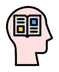 Aufkleber - head book icon. Simple color with outline elements of brain process icons for ui and ux, website or mobile application