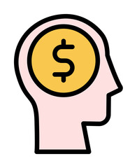 Aufkleber - head coin icon. Simple color with outline elements of brain process icons for ui and ux, website or mobile application