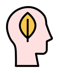Aufkleber - head leaf icon. Simple color with outline elements of brain process icons for ui and ux, website or mobile application