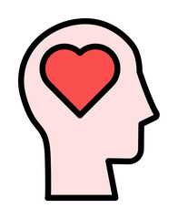 Aufkleber - head heart icon. Simple color with outline elements of brain process icons for ui and ux, website or mobile application