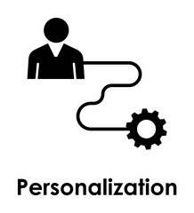Poster - worker, connection, gear, personalization icon. One of business icons for websites, web design, mobile app