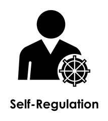 Poster - worker, steering wheel, self-regulation icon. One of business icons for websites, web design, mobile app