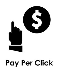 Poster - hand, dollar, pay per click icon. One of business collection icons for websites, web design, mobile app