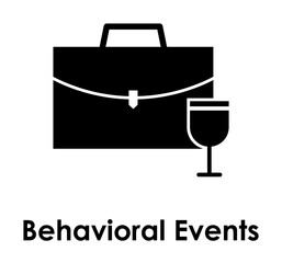 Poster - office bag, glass, behavioral events icon. One of business collection icons for websites, web design, mobile app