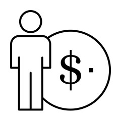 Poster - Human, dollar, money icon. Element of business people icon for mobile concept and web apps. Thin line Human, dollar, money icon can be used for web and mobile