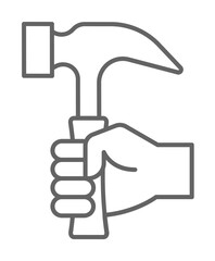 Wall Mural - Carpentry, hammering line icon