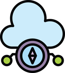 Poster - Cloud compass icon. Outline Cloud compass vector icon for web design isolated on white background color flat