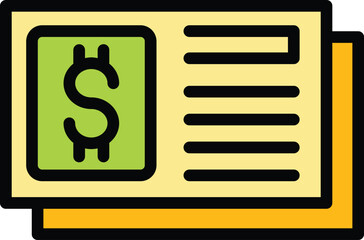 Poster - Dollar invoice icon. Outline Dollar invoice vector icon for web design isolated on white background color flat