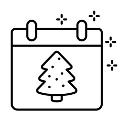 Aufkleber - Calendar, tree icon. Simple line, outline of new year icons for ui and ux, website or mobile application