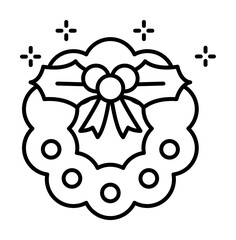 Poster - Mistletoe, wreath icon. Simple line, outline of new year icons for ui and ux, website or mobile application