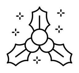 Poster - Mistletoe, plant icon. Simple line, outline of new year icons for ui and ux, website or mobile application