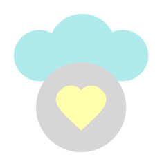 Wall Mural - Cloud, heart icon. Simple color elements of internet storage icons for ui and ux, website or mobile application