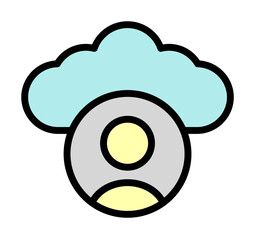 Aufkleber - Cloud, user icon. Simple color with outline elements of internet storage icons for ui and ux, website or mobile application