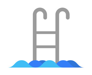 Poster - stairs to the pool flat icon. Element of beach holidays colored icon for mobile concept and web apps. Detailed stairs to the pool flat icon can be used for web and mobile
