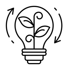 Wall Mural - Light bulb, plant, arrows icon. Simple line, outline ecology icons for ui and ux, website or mobile application