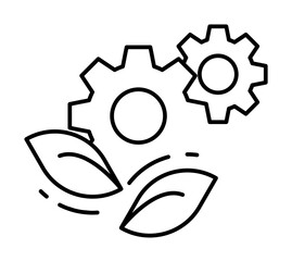 Aufkleber - Gears, leafs icon. Simple line, outline ecology icons for ui and ux, website or mobile application