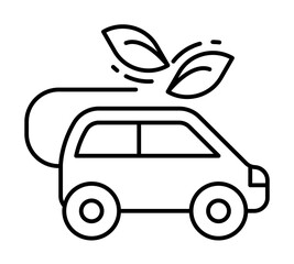 Aufkleber - Eco car, leafs icon. Simple line, outline ecology icons for ui and ux, website or mobile application