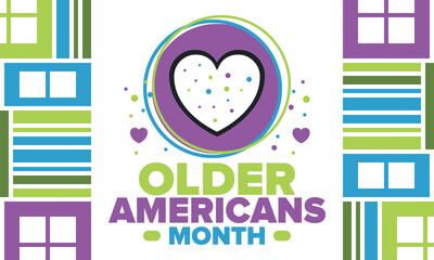 Older Americans Month. Celebrated in May in the United States. National Month of observance for Older Americans. Poster, card, banner and background. Vector illustration