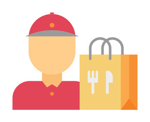 Poster - Food delivery, bag, courier, eat, food restaurant color icon