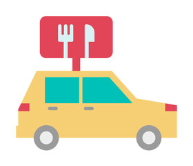 Poster - Food delivery, car, eat, food, restaurant color icon
