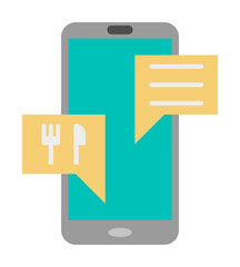 Aufkleber - food delivery, eat, food, message, phone restaurant color icon