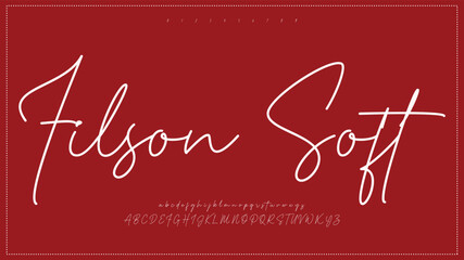 Modern style script font and number