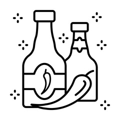 Poster - Chili sauce bottle icon. Simple line, outline of grocery icons for ui and ux, website or mobile application