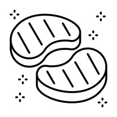 Poster - Meat beef steak piece icon. Simple line, outline of grocery icons for ui and ux, website or mobile application