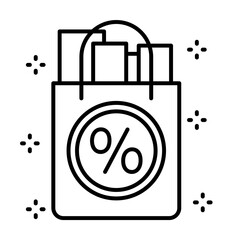 Fototapete - Paper bag products discount icon. Simple line, outline of grocery icons for ui and ux, website or mobile application