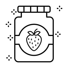 Poster - Jar jam strawberries icon. Simple line, outline of grocery icons for ui and ux, website or mobile application