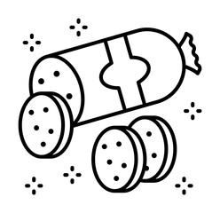 Poster - label sausage piece icon. Simple line, outline of grocery icons for ui and ux, website or mobile application