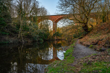 Derwent Walk Viaduct Above River Derwent, Formed By The Meeting Of Two Burns In The North Pennines And Flows Between The Boundaries Of Durham And Northumberland As A Tributary Of The River Tyne