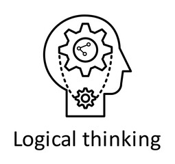 Aufkleber - Human, gears in mind icon. Element of human mind with name icon. Thin line icon for website design and development, app development. Premium icon