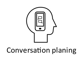 Aufkleber - Human, phone, chat in mind icon. Element of human mind with name icon. Thin line icon for website design and development, app development. Premium icon