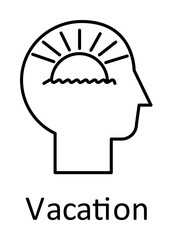 Poster - Human, sea, sun in mind icon. Element of human mind with name icon. Thin line icon for website design and development, app development. Premium icon