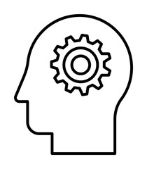 Aufkleber - intelligence, gear, head icon. Element of Human resources for mobile concept and web apps illustration. Thin line icon for website design and development, app development
