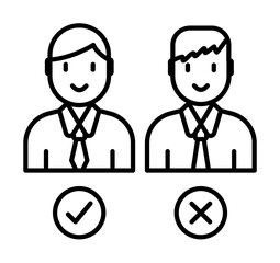 Aufkleber - choice, talk, wrong, right icon. Element of Human resources for mobile concept and web apps illustration. Thin line icon for website design and development, app development