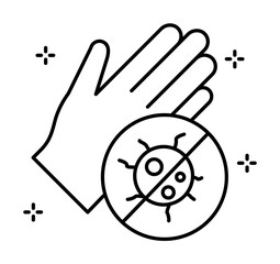 Aufkleber - hand, bacteria, ban icon. simple line, outline elements of hygiene icons for ui and ux, website or m