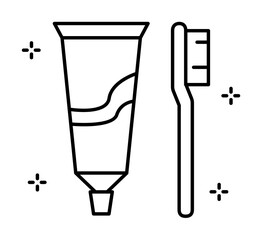 Poster - Toothbrush, toothpaste icon. Simple line, outline elements of hygiene icons for ui and ux, website or mobile application