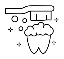 Poster - Tooth, toothbrush icon. Simple line, outline elements of hygiene icons for ui and ux, website or mobile application