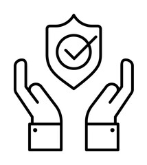 Aufkleber - hands, shield, check, protection icon. Element of insurance icon. Thin line icon for website design and development, app development. Premium icon