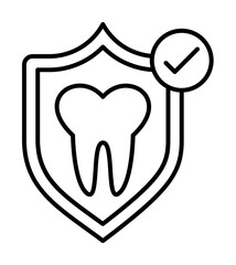 Poster - tooth, insurance, protection, check icon. Element of insurance icon. Thin line icon for website design and development, app development. Premium icon