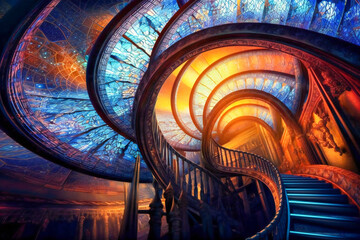fantasy big hall in heaven or in a spiritual dimension. deep spiritual dimensions and life after dea