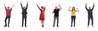 © Curto - people with arms raised on white background
