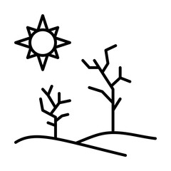 Poster - Desert, sun, tree, drought icon. Simple line, outline elements of natural disasters icons for ui and ux, website or mobile application