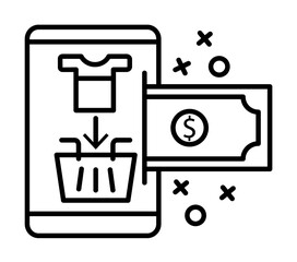 Poster - Dollar basket phone icon. Element of online shopping icon