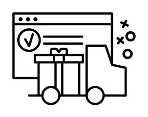 Fototapete - Truck deliver gift commerce icon. Element of online shopping icon