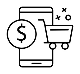 Poster - Telephone dollar commerce icon. Element of online shopping icon